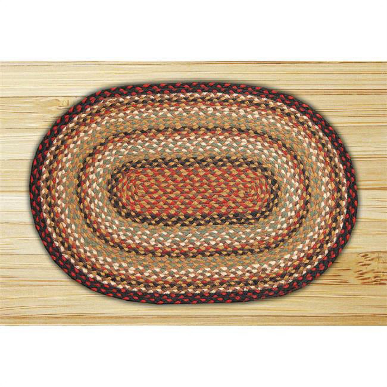 Capitol Importing 02-319 Burgundy-Mustard-Ivory - 20 in. x 30 in. Oval Braided Rug