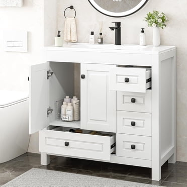 GAZHOME Bathroom Vanity with Sink , Modern Thickened Bathroom Storage Cabinet, 36 inch