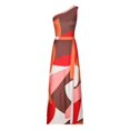 thumbnail image 4 of Robes pour Femmes Taille Haute Sexy Imprimé Fendu Robe à une Épaule Longueur Cheville Hawaïenne, 4 of 6