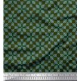 thumbnail image 1 of Soimoi Green Crepe Silk Fabric Square & Triangle Geometric Print Fabric by the Yard 42 Inch Wide, 1 of 3