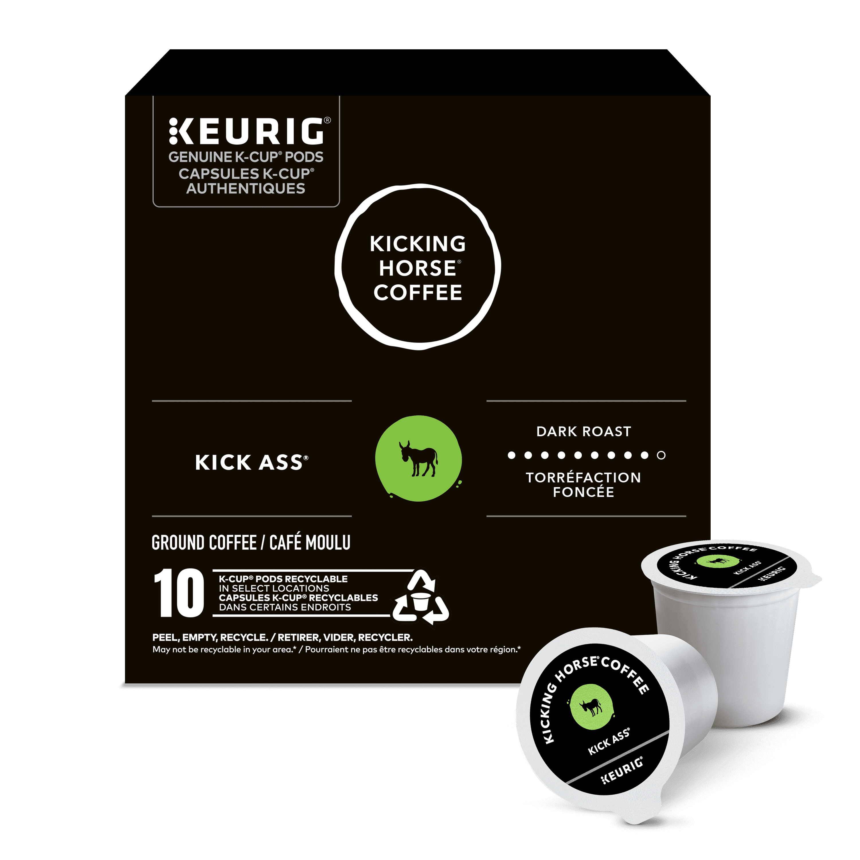 Kicking Horse Kick Ass, Dark Roast, K-Cup Coffee Pods, 10 pods