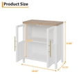 thumbnail image 1 of GloryStar Sideboard With 2 Glass Doors, 29" Large Buffet Cabinet With Solid Wood Countertop, Coffee Bar Cabinet With 2 Drawers, Modern Farmhouse Storage Table for Kitchen Dining Room, Living Room, 1 of 7