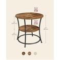 thumbnail image 5 of VASAGLE Side Table, 2-Tier Round End Table, Nightstand with Steel Frame for Small Spaces, Living Room, Bedroom, Rustic Brown and Ink Black, 5 of 5