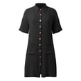 thumbnail image 4 of Wijhcboe 2025 Robe Midi Décontractée Confortable pour Femmes, Nouvelle, Couleur Unie, Boutonnée, Longueur Mi-Mollet, devant à Boutons, Manches Courtes, Robe en Tricot Ample, Chemise-Robe Décontractée pour Femmes, Robes d'Été de Travail, Robes Mode pour, 4 of 6