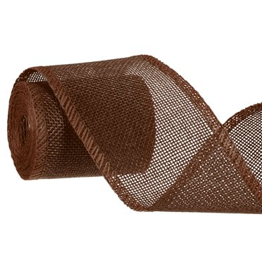 Unique Bargains Burlap Wired Ribbons, 2.4inch x 3yards Natural Burlap Weave Ribbon for Home Decor Wreath DIY Crafts, Brown