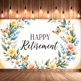 thumbnail image 1 of Floral Design Retirement Celebration Banner Decorative Flower Pattern Happy Retirement for Retirement Party Office Celebration Indoor Decoration, 1 of 5