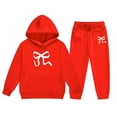 thumbnail image 4 of GDREDA Girls Sets 2 Piece Outfits Spring Children's Hoodie Set With Bow Print Red,2-3Years, 4 of 4