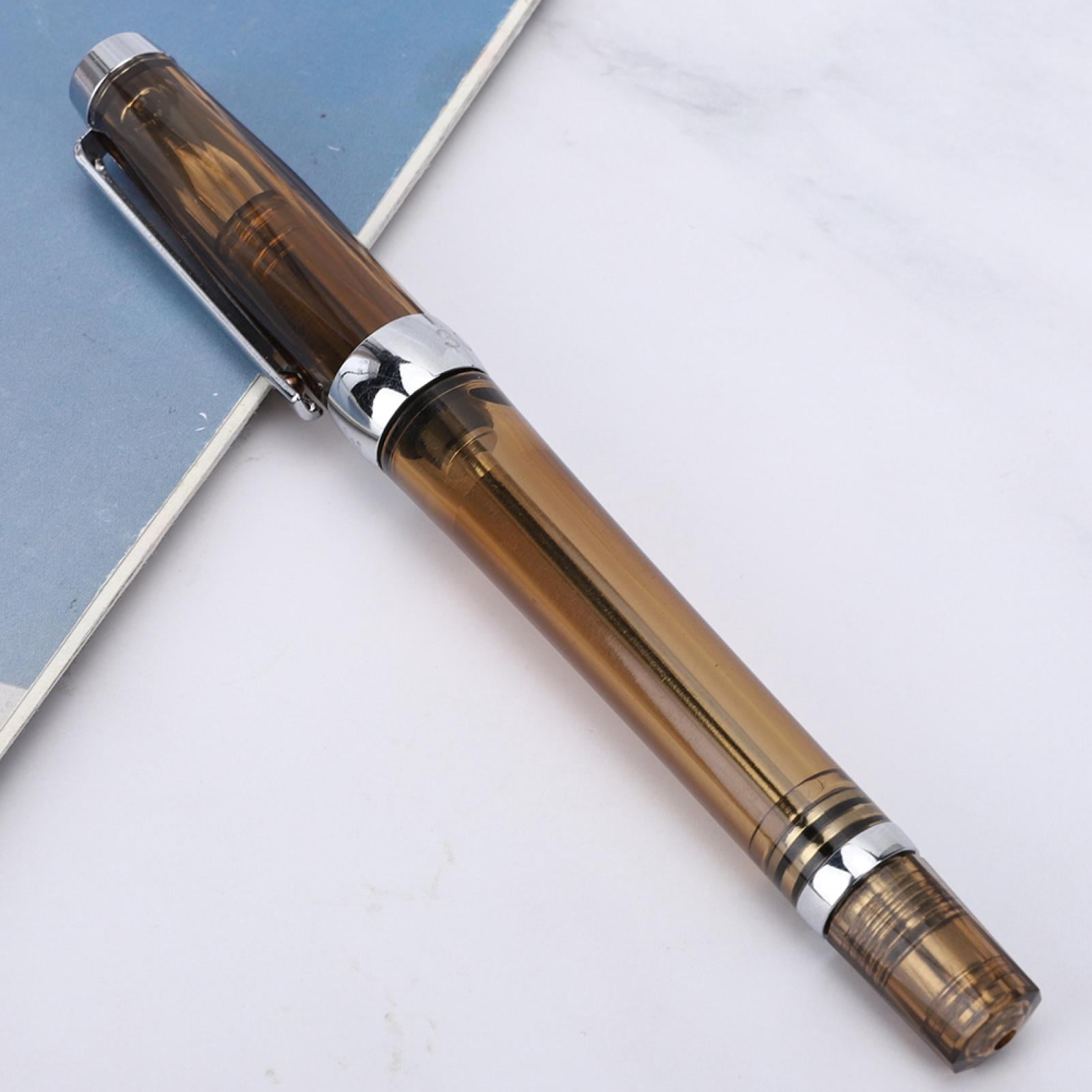0.5mm Nib Fountain Pen Transparent Business Pen Large Capacity Writing Pen for Both Drawing and General Handwriting