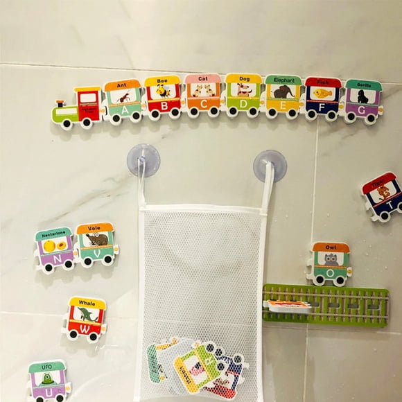 Jouet de Bain Train Alphabet Flottant Jouet de Baignoire Flottant Interaction Parent-Enfant Jouet de Bain en Mousse Éducation Précoce avec Sac de Rangement Jouet Casse-Tête Alphabet pour Bébés de 0 à 3 Ans