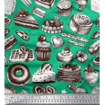 thumbnail image 1 of Soimoi Rayon Fabric Cupcake,Donut & Cookies Food Printed Fabric 1 Yard 56 Inch Wide, 1 of 3