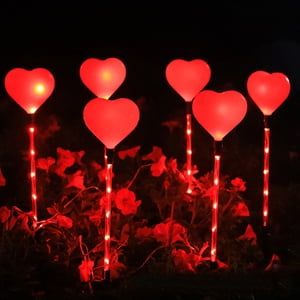 ZZkhGO Valentine Day Lumières solaires, 6-in-1 LED Lumières à cordes pour jardin, Décorations d'extérieur classiques de vacances pour la cour de Patio