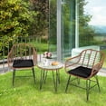 thumbnail image 1 of Gymax 3PCS Rattan Patio Conversation Set Bistro Chat Set w/ Black Cushion, 1 of 10