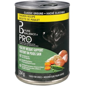 Pure Balance PRO+ Healthy Weight Support Chicken Recipe Classic Ground Wet Dog Food, 354 G Can