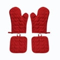 thumbnail image 2 of Oven Mitts and Pot Holders Set with Heart Pattern, Cotton Heat Resistant Kitchen Gloves for Baking, Cooking and Grilling, 2 of 7