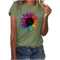thumbnail image 1 of Birdeem Femmes Décontracté Été Imprimé Manches Courtes Col Rond T-Shirt Ample Blouse Hauts, 1 of 1