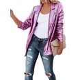 thumbnail image 2 of Fortune Women Shiny Sequins Blazer Jacket Open Front Sparkly Glitter Disco Coat, 2 of 9