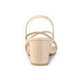 thumbnail image 2 of BLISSFUL STEP Women's Solid Color Strappy Slingback Block High Heels Sandals Beige Pink 5, 2 of 7