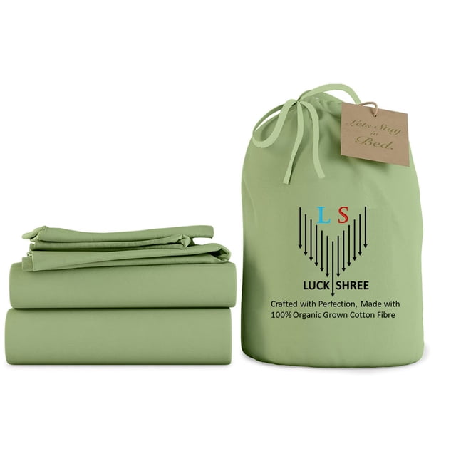 30-INCH EXTRA DEEP POCKETS - 100% Organic 800-Thread-Count - Short King Size Organic Cotton Sheet Set- Sage
