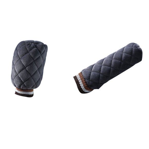 Aofa 2Pcs Plush Car Interior Gear Shift Knob Cover Warm Hand Brake Grip Protection