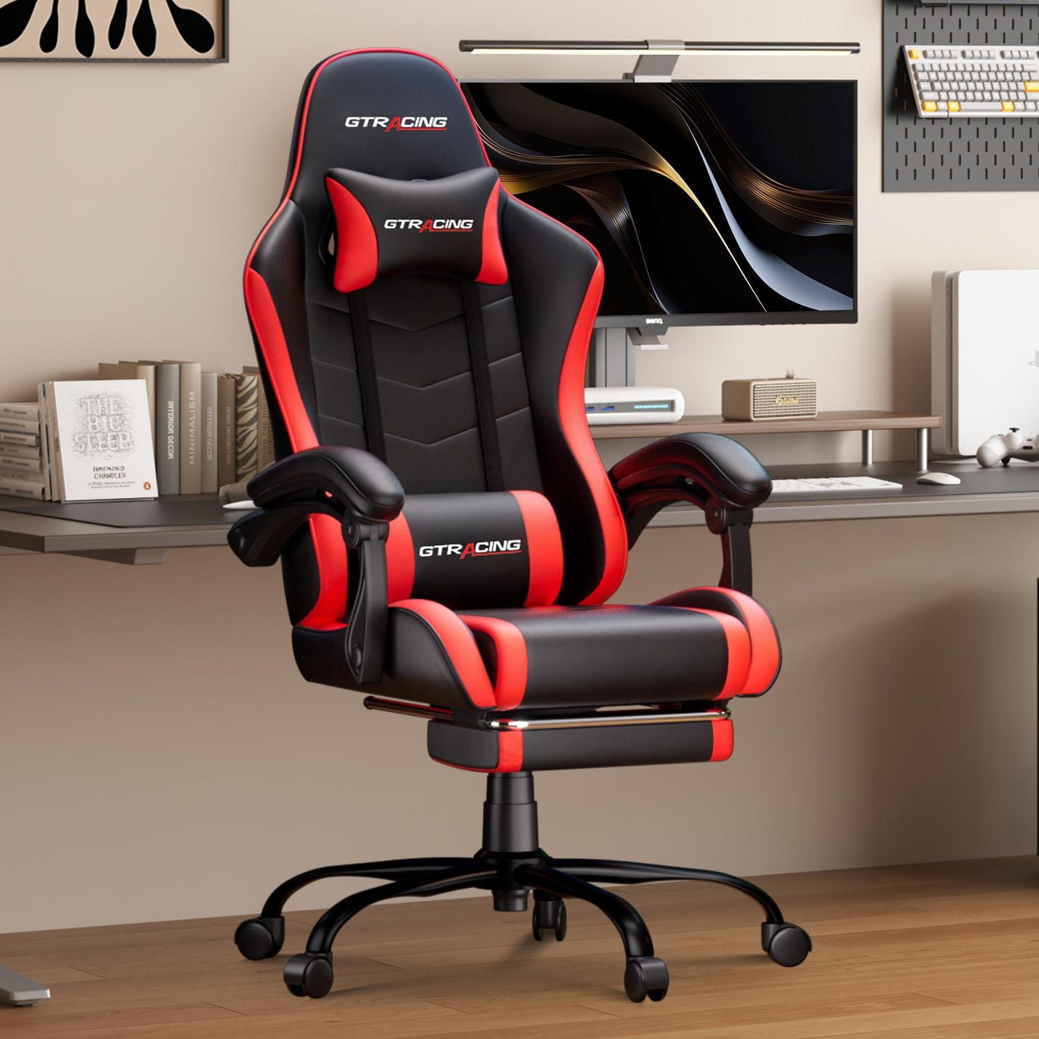 Chaise de jeu ergonomique GTRACING GTWD-200 avec coussins réglables et repose-pieds