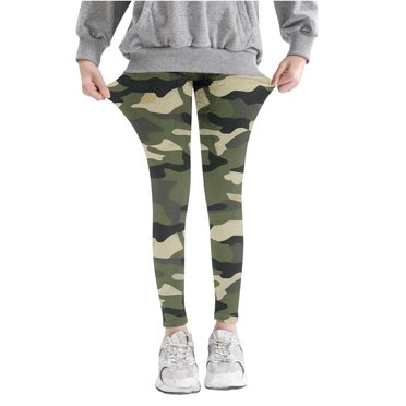 Pants for Girls in Clearance Girls Camouflage Printed Pants High Waist Stretchy Soft Tights Kids Summer Leggings for School Wearing Girls and Toddlers' Leggings New Greeny 5 Years