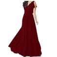 thumbnail image 1 of UPPADA Womens 2025 Robes de Soirée Formelles Robe Maxi Cocktail Fête Col en V Sans Manches Invitée de Mariage Longue Robe Élégante Plissée Robes Amples Bordeaux,TG, 1 of 4