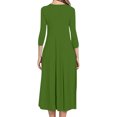 thumbnail image 4 of Pisexur Robe d'Automne pour Femme, Robe Maxi à Manches 3/4, Décontractée, à Cordon, Manches Mi-Longues, Taille Haute, Col Rond, Ample, Longue, avec Ceinture, 4 of 9