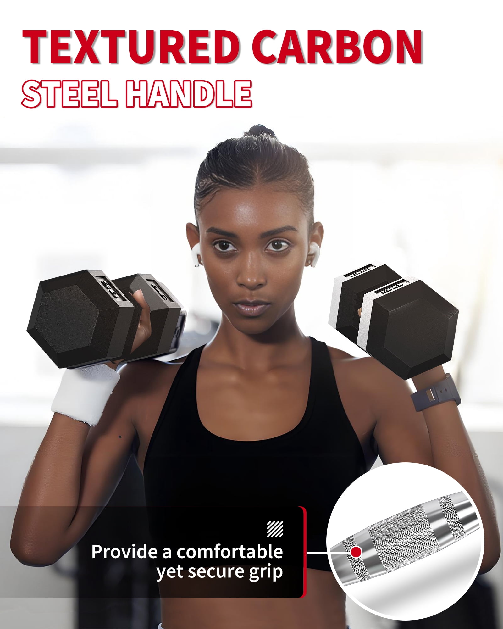 AKDSteel Hex Dumbbell Set, 40lb x 2pcs Adjustable Dumbbells With Cast Iron Core, Rubber Encased And Textured Handles, Anti-Roll Hex Weights For Home Gym Strength Training