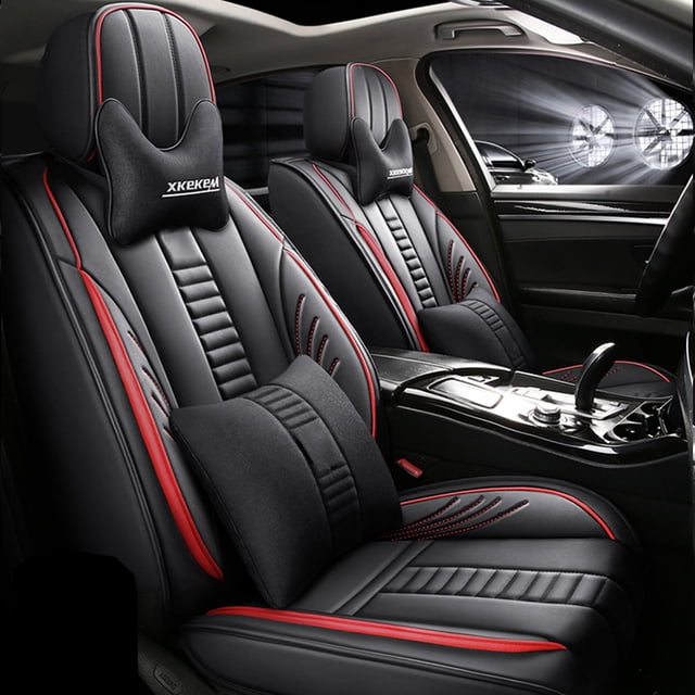 Maidao Car Seat Covers Universal for Lexus for LS 2018-Present 5 Seats Water Resistant Front Rear Cushion Protector Black and Red