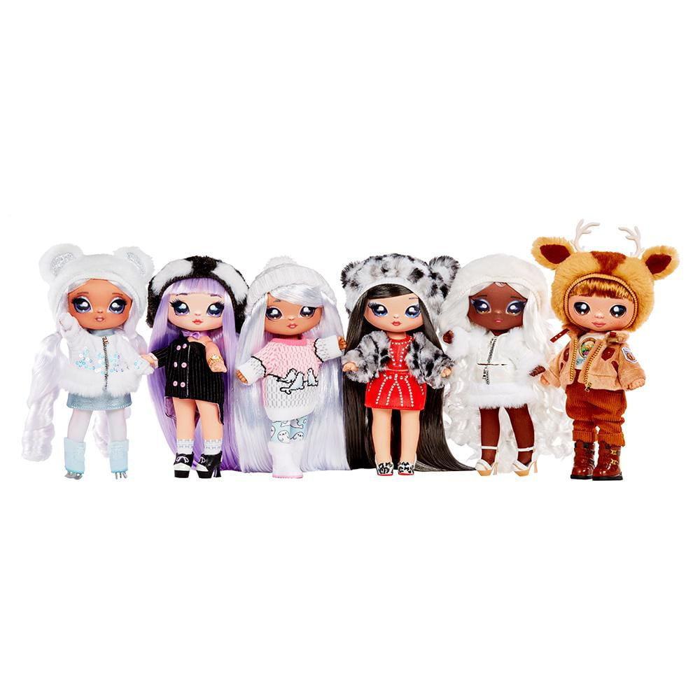 Poupée-mannequin Na Na Na Surprise de la série Cozy, Harper Waters, de 7,5 po (19 cm), inspirée d’un phoque avec des cheveux violet clair