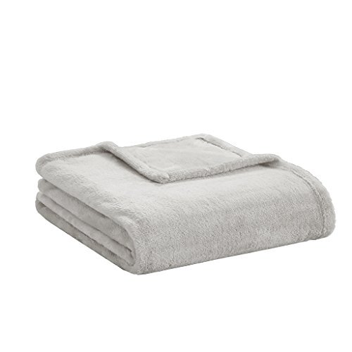Intelligent Design ID50-844 Couverture en Peluche Chevron Microlight Solide Surdimensionnée, Gris, 60x70 Pouces