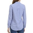 thumbnail image 3 of INSPIRE CHIC Chemises à Col à Revers pour Femmes, Boutonnées, Manches Longues Retroussables, P Bleu, 3 of 8