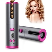 Yeacher Unbound Cordless Auto Rotating Ceramic Hair Curler USB Rechargeable Automatic Curling Iron LED Display Temperature Wave Curler Gray Color
