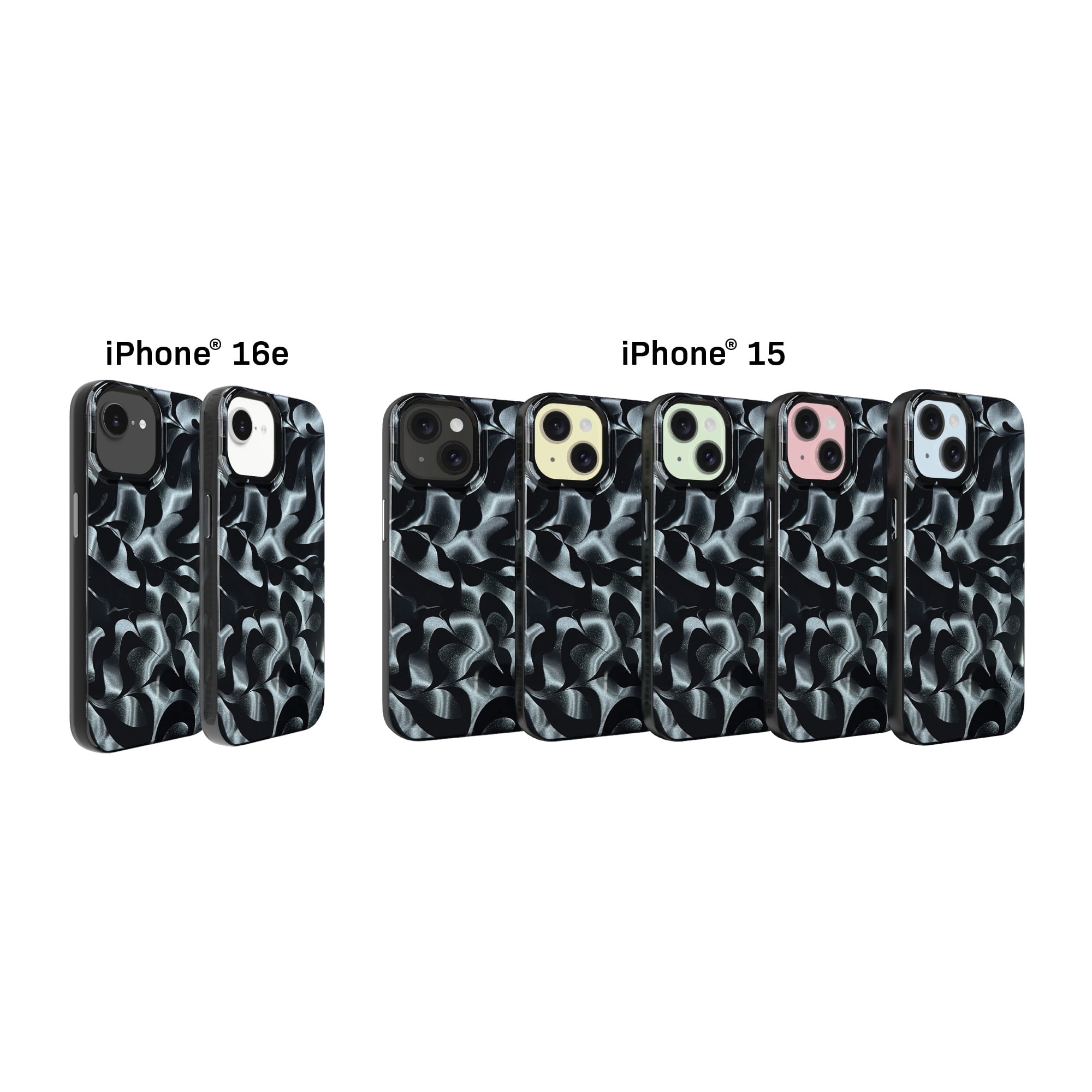 Coque holographique noire pour iPhone 17e / iPhone 16e / iPhone 15 / iPhone 14 / iPhone 13