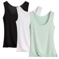 thumbnail image 1 of Posijego Lot de 3 Débardeurs pour Femmes Col Rond Camisoles de Base Couches Débardeurs Sans Manches, 1 of 7