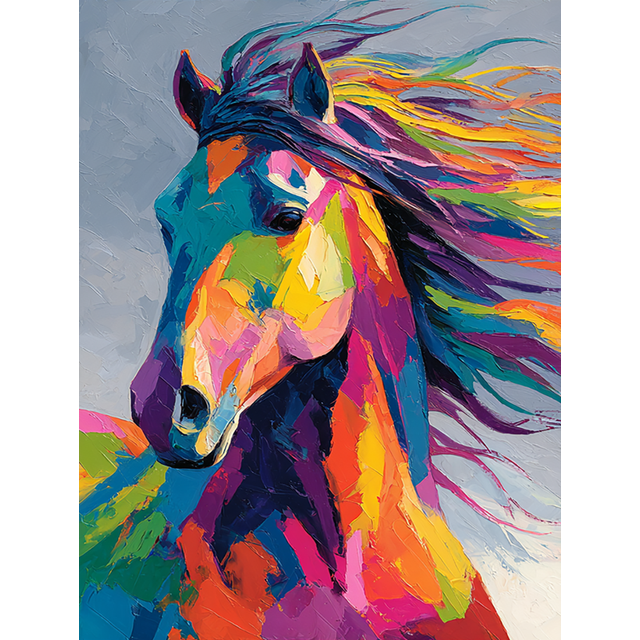 Qisvanset Abstract Colorful Horse Canvas Wall Art 15.75x11.81 Inches