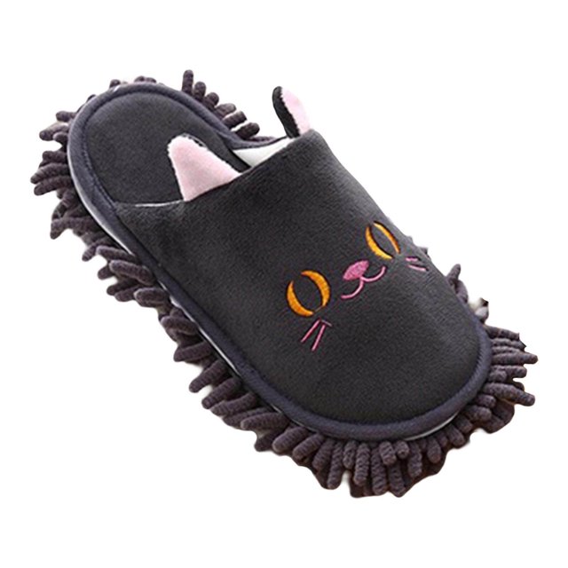 2x Pantoufle Vadrouille à Poussière Réutilisable Dessin Animé Chaussures en Microfibre Salle de Bain Poussière Nettoyage de Plancher Chaussures Vadrouille