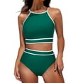thumbnail image 1 of Birdeem Swimsuits for Women 2 Piece Hawaiian Tropical Print Swim Cami Bra and Ruffles Bathing Sets Beachwear, 1 of 12