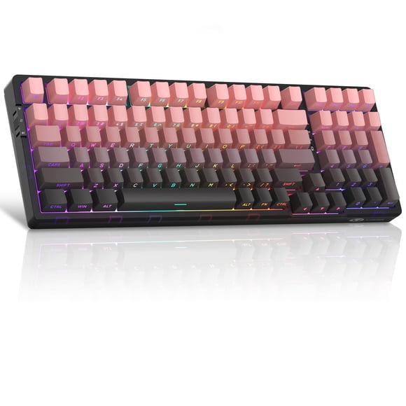 MageGee LIGHT100 Clavier Sans Fil Crémeux, Clavier Mécanique à Joint 96 % Interchangeable à Chaud, Clavier de Jeu Rétroéclairé RGB 2.4G/USB-C/BT5.0 pour Win/Mac/PC, Batterie 8000mAh, Si