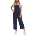 thumbnail image 1 of Women Jumpsuit with Pockets Sleeveless Wide Legs Plus Size Overalls, 1 of 5
