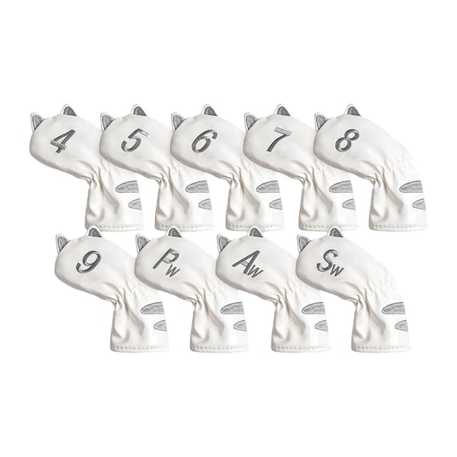 facefd Golf Head Covers Mallet Putter Professionals Outdoor Training Equipment 9pcs Iron White