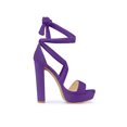 thumbnail image 3 of BLISSFUL STEP Women's Shoes Platform High Heel Lace Up Open Toe Chunky Heel Sandals  Purple 10.5, 3 of 7