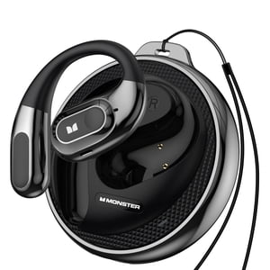 Monster Bouds d'oreilles ouverts, Ecouteurs sans fil Bluetooth 5.4 avec conversation claire, cas de rotation élégant avec lanyard, charge de type C, confort, 24H La lecture, IPX5 Ecouteurs de sport résistants à l'eau