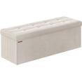 thumbnail image 1 of SONGMICS Storage Ottoman Bench, Foldable Ottoman Foot Rest, 38 x 110 x 38 cm, Foot Bench, Storage Chest, Load up to 660 lb, for Living Room, Sleepingroom, Entryway, Cream White, 1 of 7
