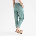 thumbnail image 4 of Woman Solid Color Cotton And Linen Loose Casual Wide Leg Nine-Quarter Pants, 4 of 7