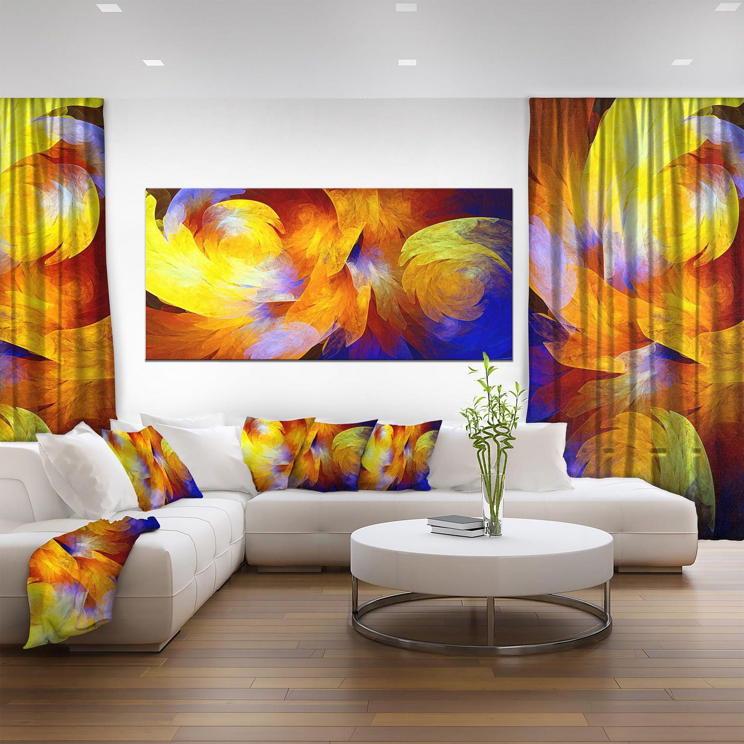 Designart Motif abstrait fractal jaune Art mural sur toile
