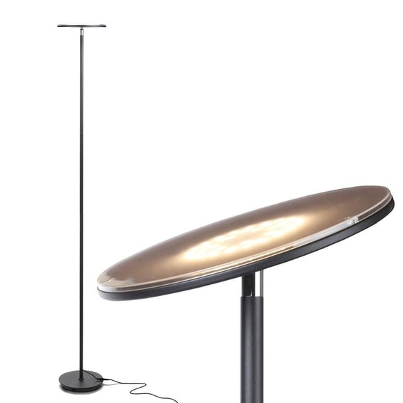 Brightech Sky LED Floor lamp, Torchiere Super Bright Floor Lamp for Living Room Decor & Office - Dimmable, Tall Standing Torch Lamp with Warm Light f