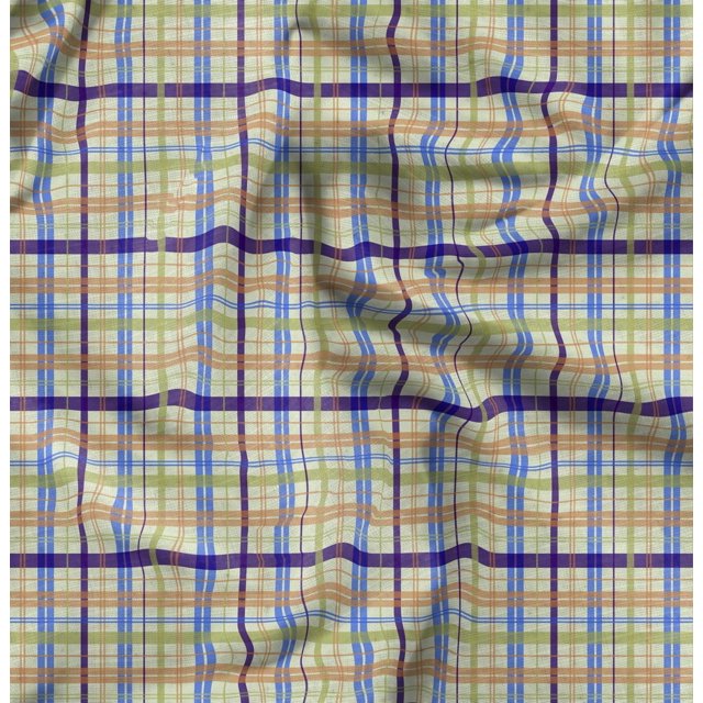 Soimoi Poly Georgette Fabric Plaid Check Print Fabric by Yard 52 Inch Wide