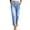 Light Blue, variant on Zulora Women's Elastic Waist Straight Leg Jeans Casual Stretch Denim Cropped Pants with Pockets for Daily Wear