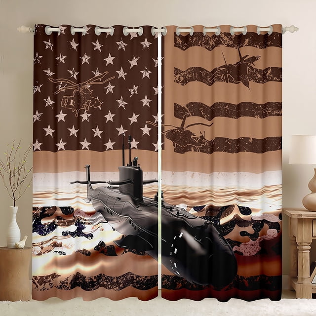 Camouflage Aircraft Curtains, Camo American Flag Curtains & Drapes Usa ...